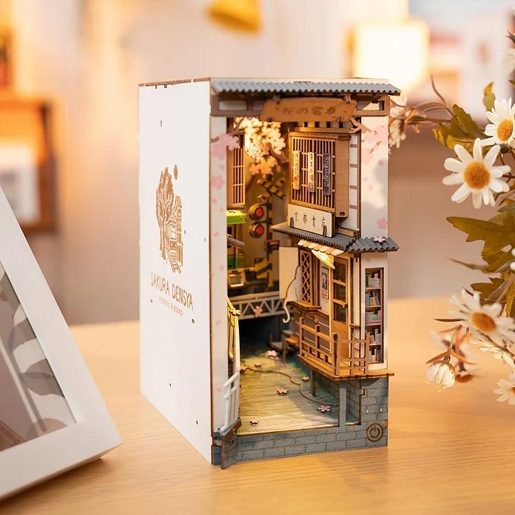 Robotime Rolife Book Nooks Series Stories in Books 4 Kinds DIY Wooden Miniature House Furniture Sakura Densya TGB01 Dropshipping