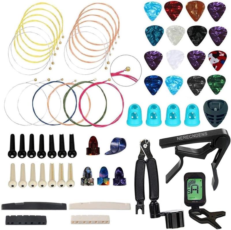 66PCS Guitar Accessories Kit, Acoustic Guitar Changing Tool, Including Acoustic Strings