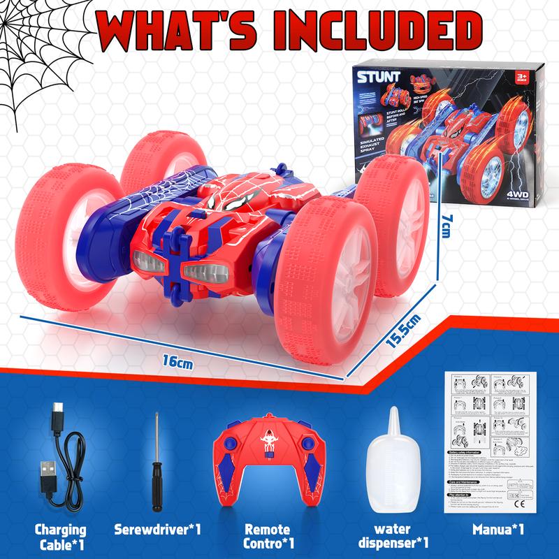 Spider RC Stunt Car, Double Sided 360° Rolling Rotating Rotation， 2.4GHz Electric Race Stunt Car, LED Headlights RC 4WD High Speed Off Road，Rc Drift Truck, Girls Boys Gifts, 360° Rotating RC Stunt Car