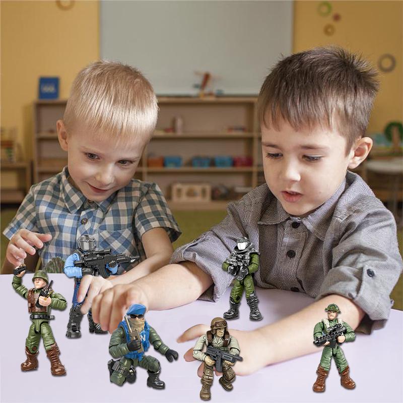 Minifigures Blind Bags, Military Action Figures with Weapons and Accessories Mystery Pack Thunder Special Forces 1050-6pcs brick military blind bags minifigures building block building toy