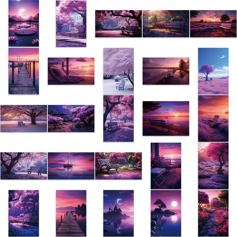 Landscape Pattern Sticker, 50pcs set Self Adhesive Decorative Stickers, DIY Decals for Water Bottle Laptop Phone Case Scrapbooking Journal Making