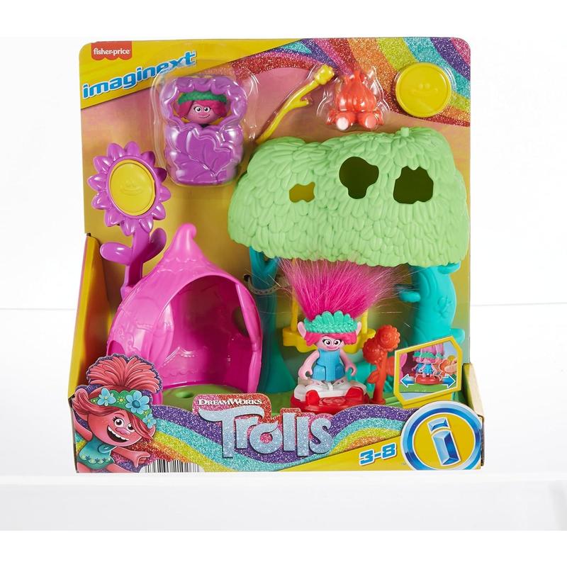 Fisher-Price Imaginext DreamWorks Trolls Toys Flower Fun Campsite Playset with Poppy Figure for Pretend Play Kids Ages 3+ Years