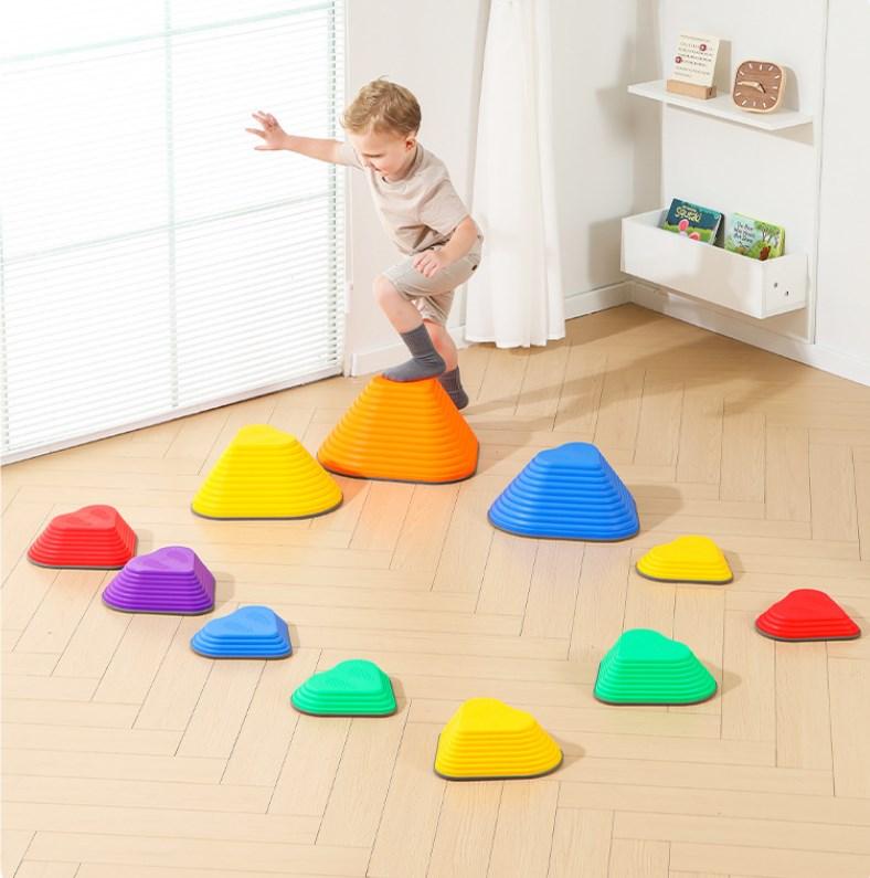 Kids Play Stepping Stones for Balance and Coordination, Non-Slip bottom, Stackable, for Indoor and Outdoor, Set of 25 Montessori Folding