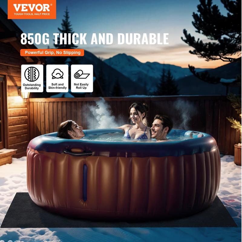 VEVOR 75 x 75 Inch Hot Tub Mat, Extra Large Inflatable Hot Tub Pad, Waterproof Slip-Proof Backing, Absorbent Spa Pool Ground Base Flooring Protector Mat Reusable Outdoor & Indoor, | Waterproof, Non-Slip & Super Absorbent Protection for Your Spa!