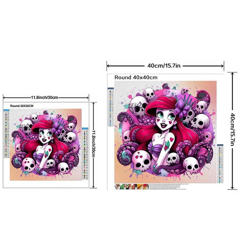 5D Diamond Arts Colorful Painting Kit, Mermaid & Skull Pattern Diamond Arts Crafts without Frame, DIY Diamond Decorative Painting for Bedroom