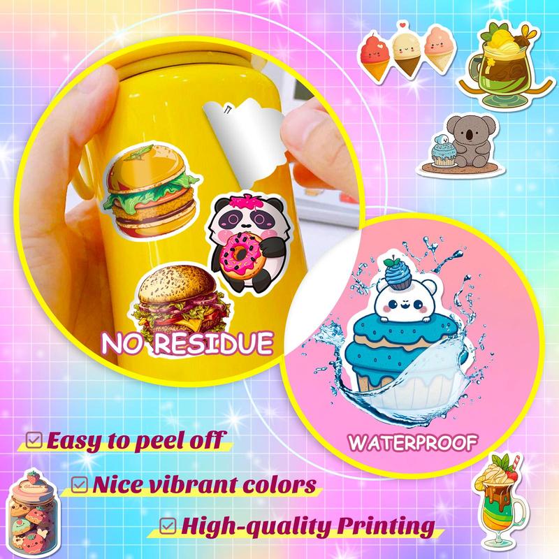 100pcs Cartoon Food Pattern Sticker, Cute Multi-purpose Sticker For DIY Craft, Decoration, Hand Account, Trending Home Decor 2024