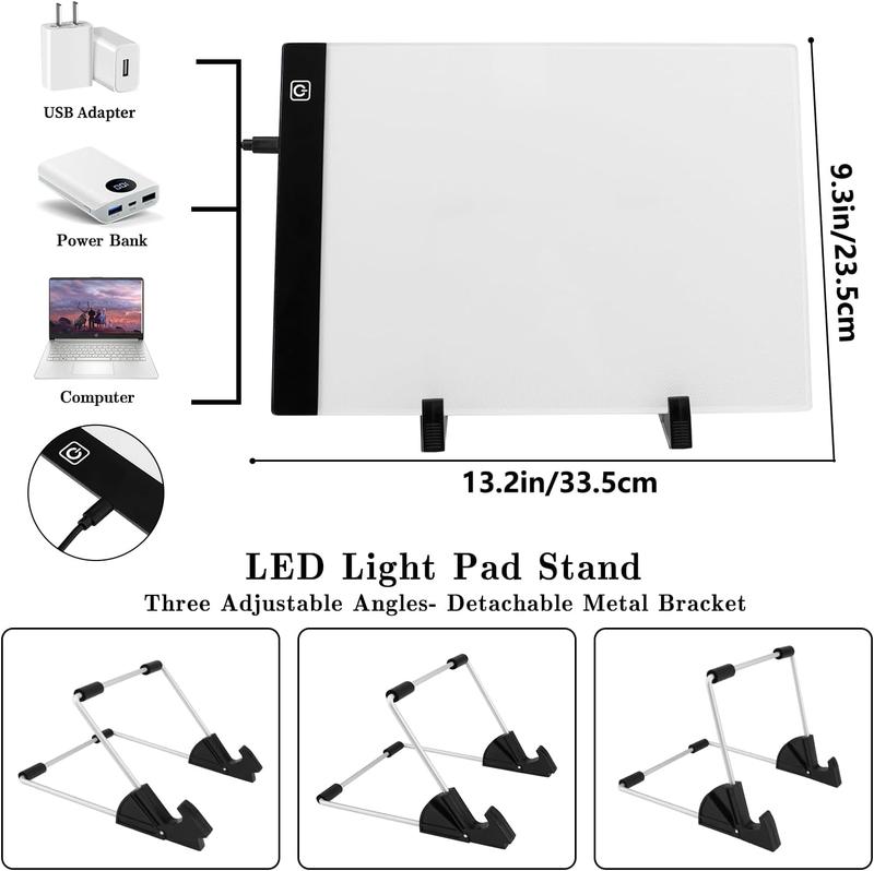 183PCS A4 Diamond Painting Light Pad Kit Board for Diamond Painting Accessories with 5D Painting Tools Set for Full Drill & Partial Drill Art