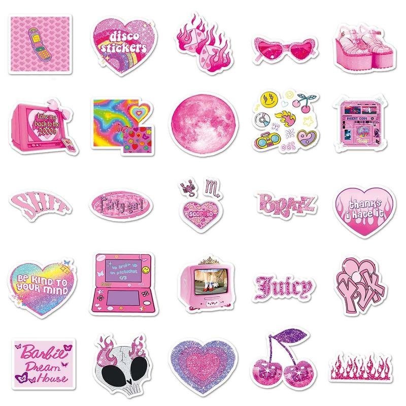 Cute Cartoon Stickers, 50pcs Waterproof Self Adhesive Decor Papers, DIY Decor Stickers For Gift Greeting Card Water Bottle Laptop Phone