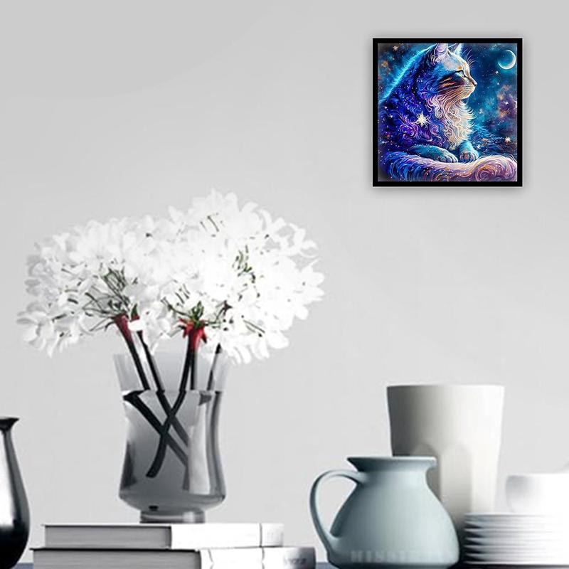 Cat Pattern DIY Diamond Painting Kit without Frame, 1 Set 5D Diamond Painting Kit, DIY Decor Painting for Bedroom Living Room