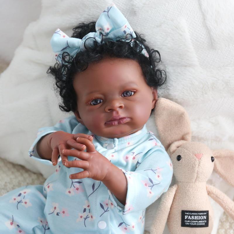 Wooroy Reborn Doll - Birthday Gift, Girl Gift, Kids Gift, Black Hair, Big Sister Gift, Brown Skin, Lifelike Reborn Baby Dolls Black Girl- 20-Inch Realistic Newborn Real Life Baby Dolls with Clothes Gift for Kids Age 3+