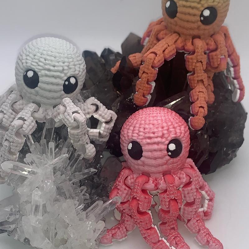 3D Printed Crochet Octopus- Random Color.  Articulating legs hand fidget animal figurine stress relief