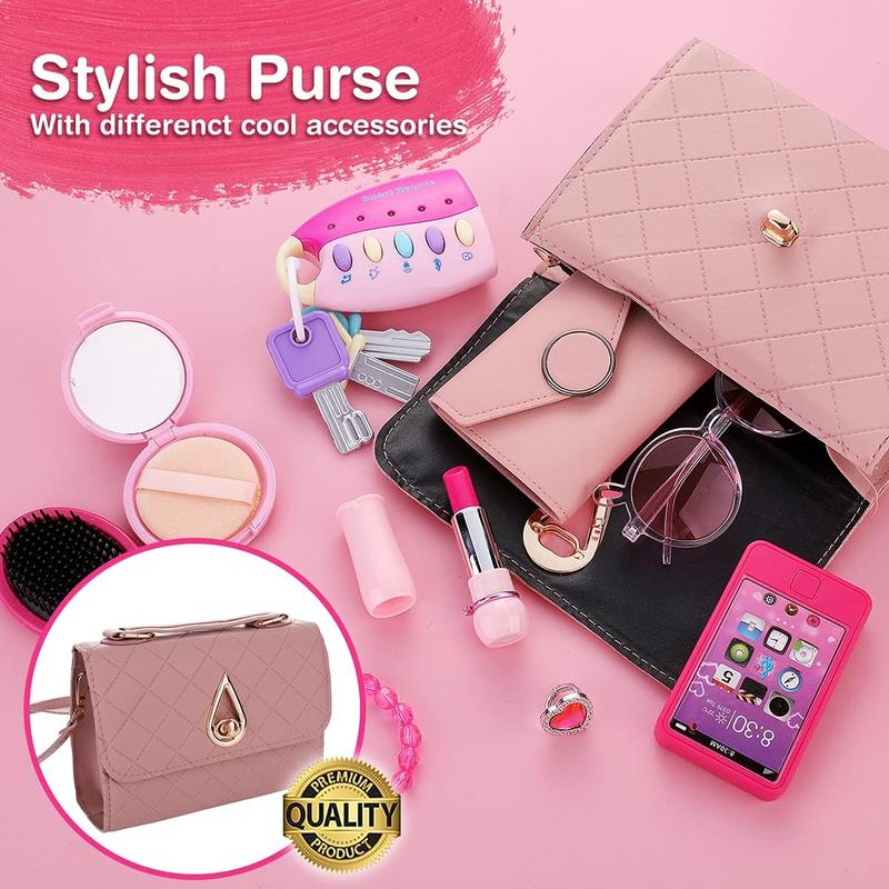 Christmas gift  Kids Makeup Kit for Girl: Cute Kids' Dress Up & Pretend Play Cosmetics Make up Purse Bag Toy Cell Phone Wallet Accessories Kit Gifts Princess Ages 6 7 8 9 10 11 12 Years Old