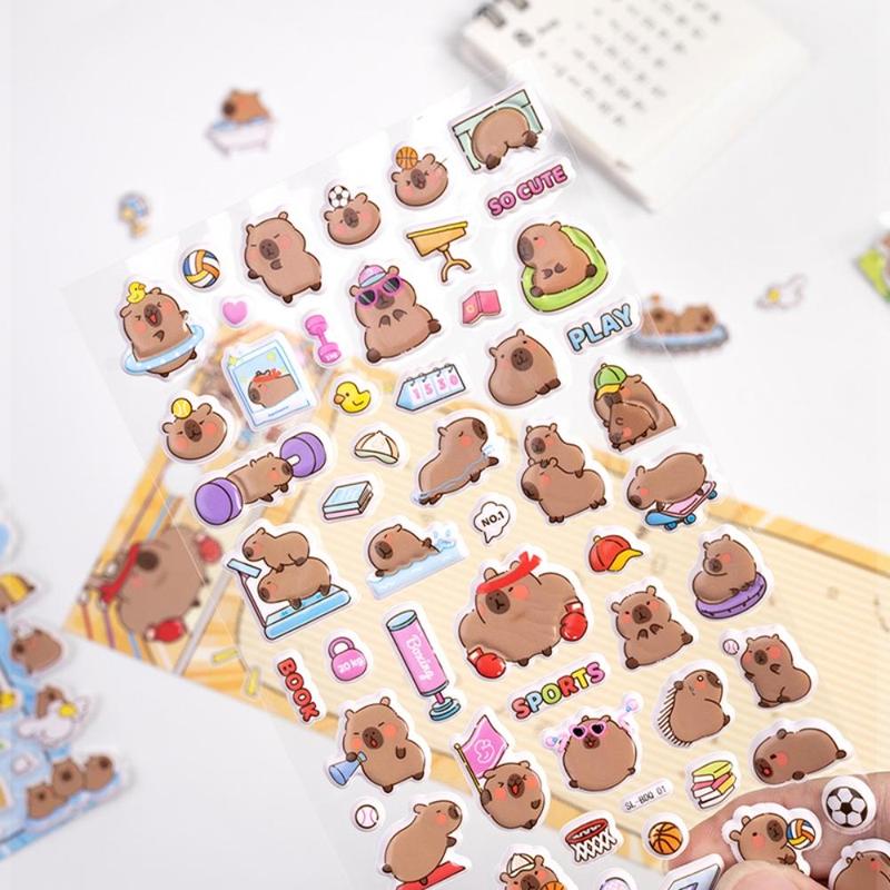 Capybara Cartoon Animal Pattern Sticker, 4 Counts pack Animal Paper Decor, Decorative Sticker for DIY Scrapbooking, Journaling, Gift Wrapping