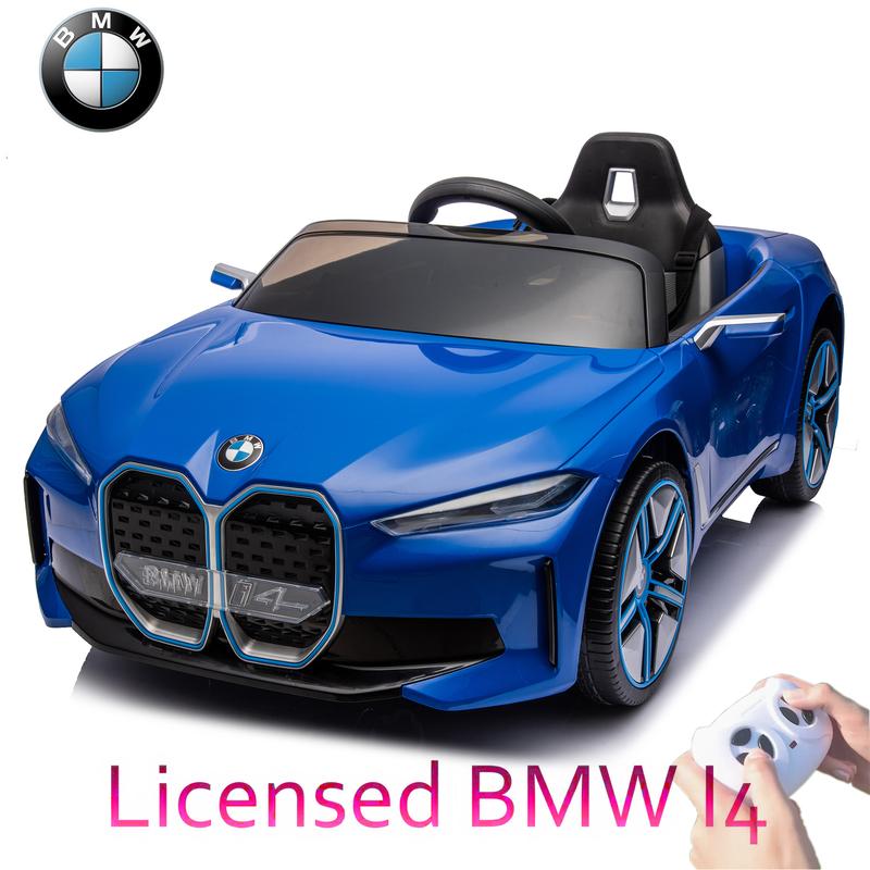 Licensed BMW I4 12V Kids Ride-On Car with Remote Control, USB, MP3, Bluetooth, LED Lights, Adjustable Speed, and Safety Belt