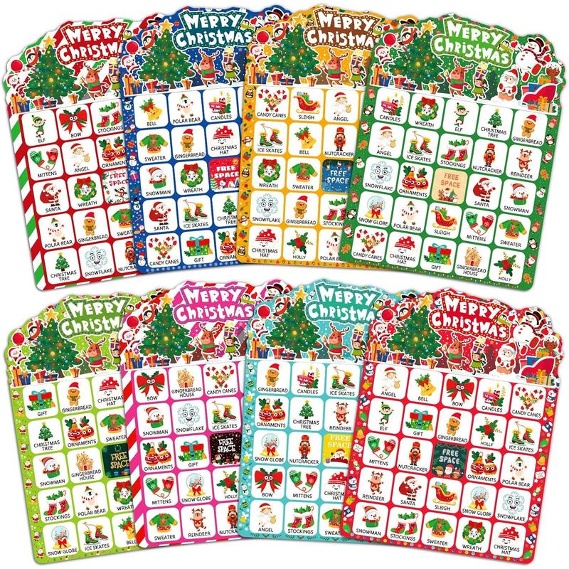 56 Sheets Christmas Bingo Game, 32 Players Christmas Bingo Cards for Adults Christmas Party Game for Family Large Group Winter Holiday Party Favor Bingo