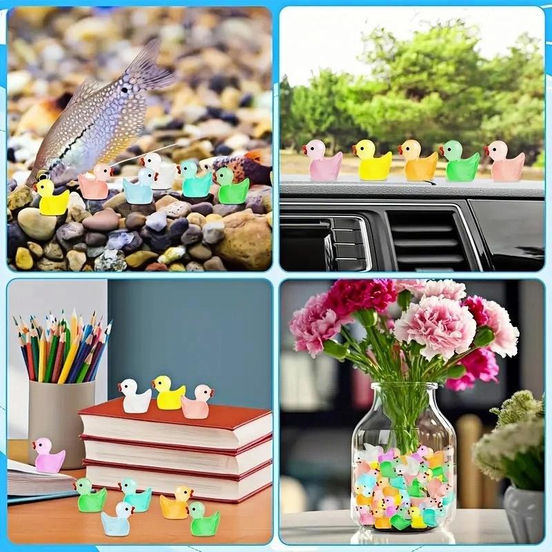 Mini Luminous Ducks, 1 Set DIY Creative Resin Toy Accessories, DIY Decoration for Phone Case, Landscape Potted Plant Decoration, Christmas DIY Home Projects, DIY Kits for Teens, Thanksgiving Christmas Gift Set