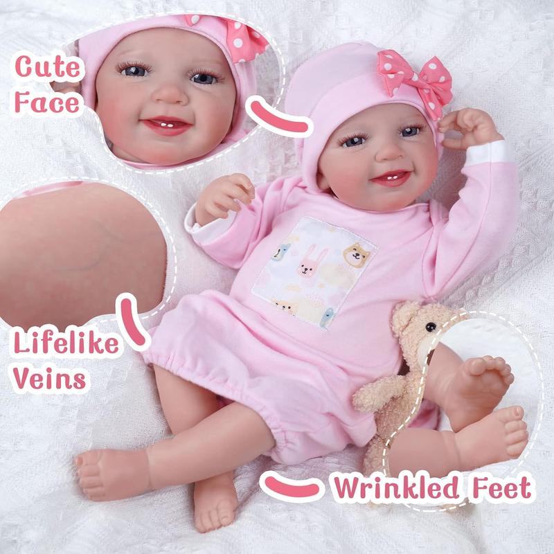 BABESIDE Lifelike Reborn Baby Dolls Leen- 20-Inch Sweet Smile Realistic-Newborn Baby Dolls Handmade Baby Feeling Real Life Baby Dolls Girl with Feeding Kit Gift Box for Kids Age 3+