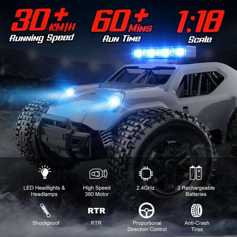 Remote Control Car - 28km h 2.4GHz High Speed Rc Cars Toys, Offroad Hobby Rc Truck Toy with LedLights, Rechargeable Toy Car Gift for 3 4 5 6 7 8-12 Year Old Boys Girls Kids Toys multicoloured occupations hd camera dinosaur truck toy  race