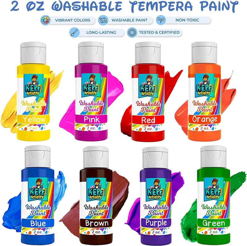 Washable Paint Set for Kids and Toddler - Finger Painting Kit for Toddlers with Non Toxic Washable Tempera, Apron & More Arts Crafts Supplies - 30Pcs