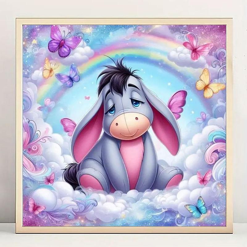 Disney Cartoon Eeyore Pattern DIY Diamond Arts Colorful Painting Kit without Frame, 1 Set DIY 5D Diamond Art Colorful Painting for Home Bedroom Wall Decor