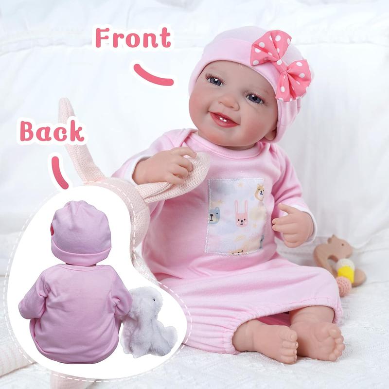 BABESIDE Lifelike Reborn Baby Dolls Leen- 20-Inch Sweet Smile Realistic-Newborn Baby Dolls Handmade Baby Feeling Real Life Baby Dolls Girl with Feeding Kit Gift Box for Kids Age 3+