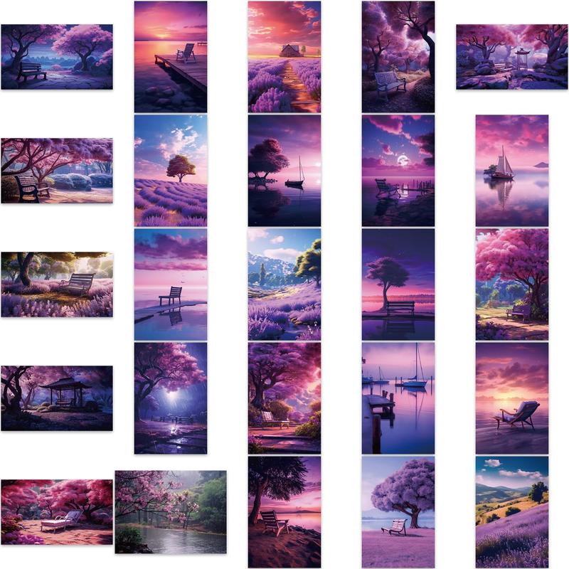 Landscape Pattern Sticker, 50pcs set Self Adhesive Decorative Stickers, DIY Decals for Water Bottle Laptop Phone Case Scrapbooking Journal Making