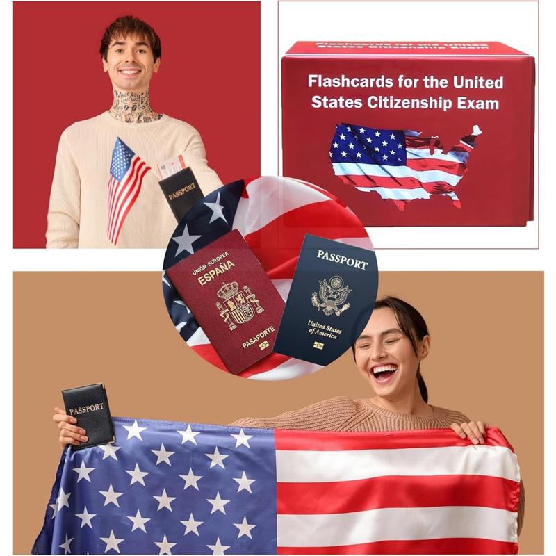 US Citizenship Flash Cards 2025, Naturalization Test Study American Civics 100 USCIS Questions and Answers Flashcards(1 Set), Medium