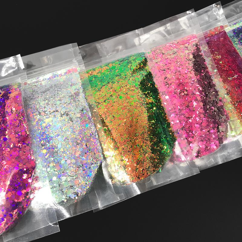 Chameleon Chunky Glitter, 2oz Color Shift Craft Glitter Powder Color Changing Iridescent Flake Sequin for Epoxy Resin, Nail, Tumbler, Phone Case, Party Decor, Jewelry Making