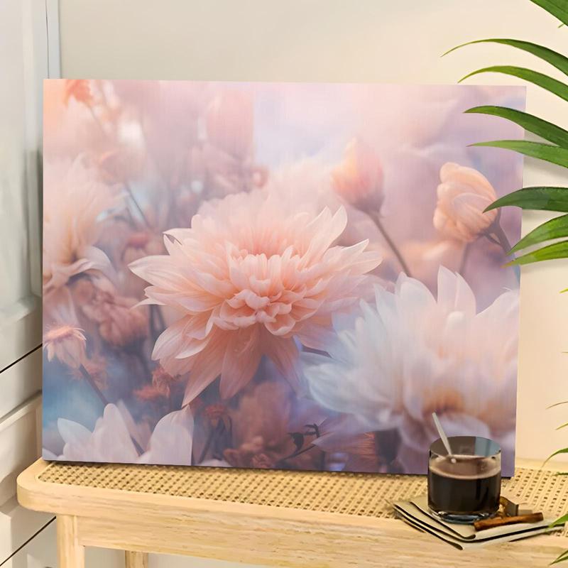 Floral Pattern Digital Oil Painting Kit without Frame, 1 Set DIY Oil Painting By Numbers Kit , Wall Art Decor for Home Living Room Bedroom, Home Decor