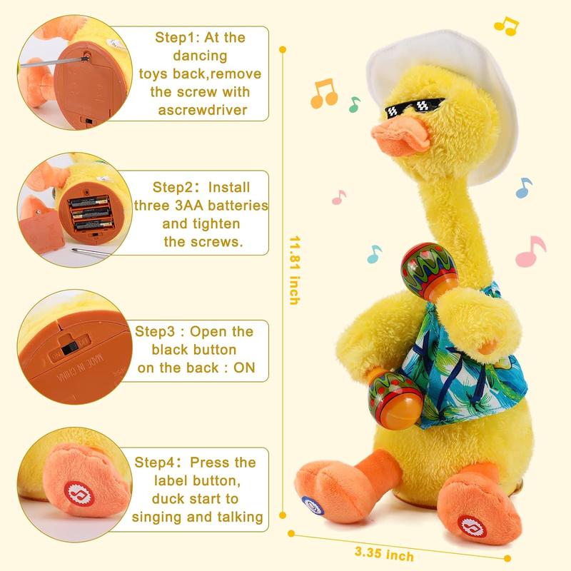 Dancing Talking Duck Toys - Electronic Rattle Toys for Kids - Repeat and Mimicking - Christmas Gifts