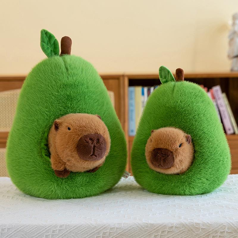 Avocado Capybara,Capybara Stuffed Animal, Capybara Plush, Capybara Toys with Turtle Backpack Plushies Hugging Gifts for Kids Brown