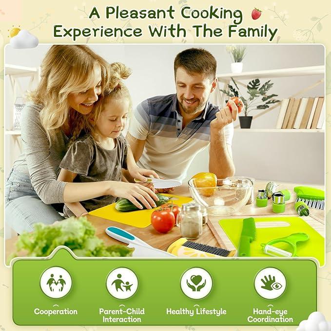 13 17 28counts Safe Children's Kitchen Tool Set,- Children's Toys For Real Cooking, Montessori Kitchen Cooking Set With Cutting Board Crease Kitchenware, Birthday Christmas Gifts For Boys And Girls