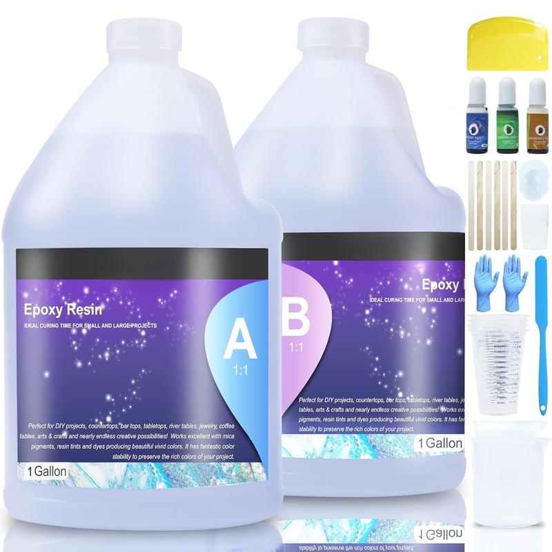 Epoxy Resin 2 Gallon Kit-High-Performance Epoxy Resin No Yellowing & No Bubbles, Self Leveling 1:1 Mix epoxy Resin kit for DIY Art,Crafts,Jewelry,Table Top,Wood & Resin Molds