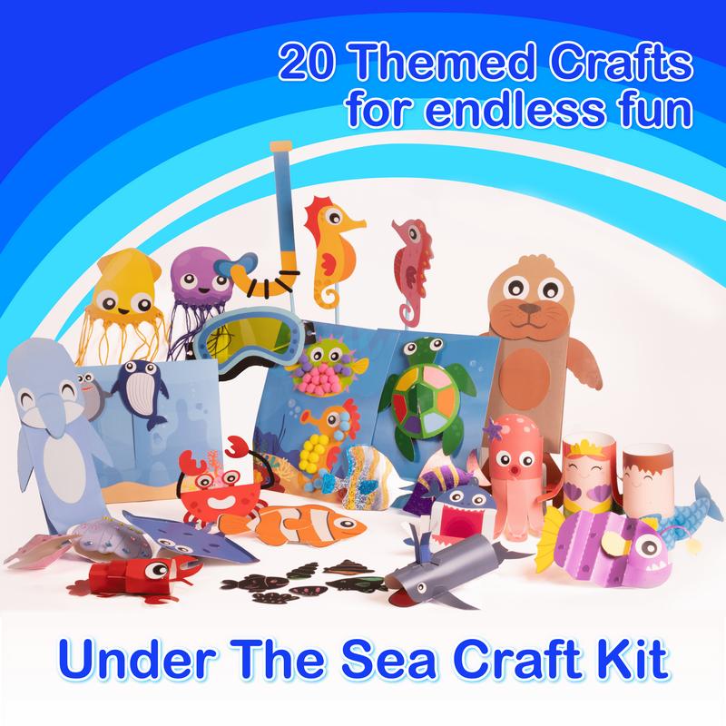 20 Crafts in a Box - Simple Paper Crafts for Kids Ages 3-8 - Low Mess - Easy to complete - All-Inclusive