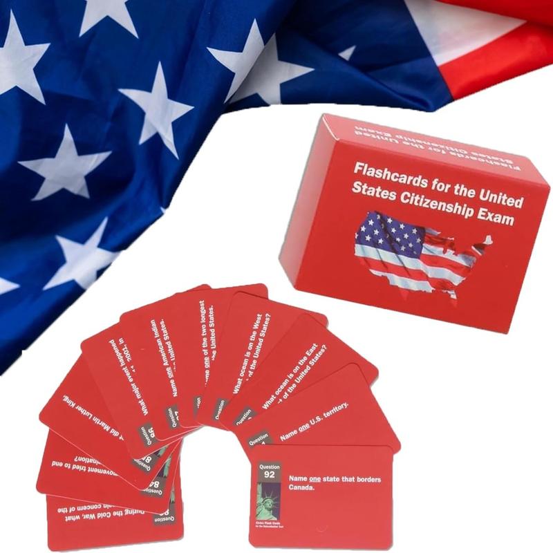 US Citizenship Flash Cards 2025, Naturalization Test Study American Civics 100 USCIS Questions and Answers Flashcards(1 Set), Medium