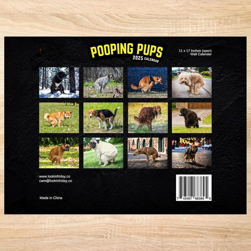 Pooping Pups Funny White Elephant Gifts for Adults -  Pooping Calendar 2025 - Silly Office Gifts Gag Prank for Coworker & Friends