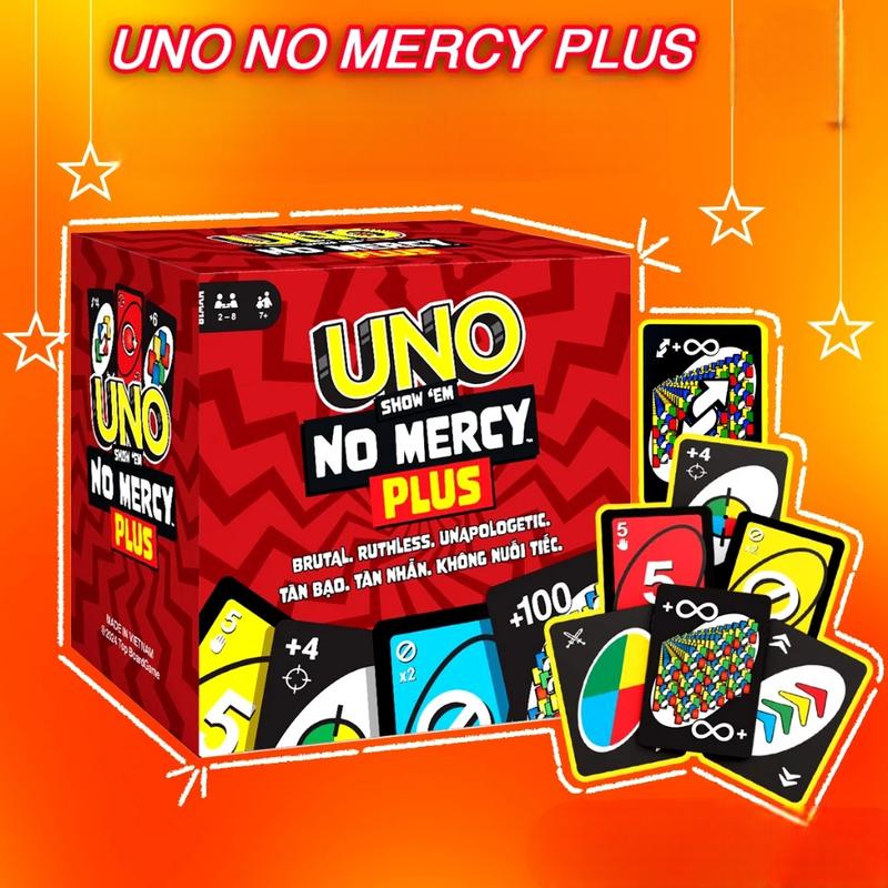 [NEW VERSION] UNO NOMERCY PLUS 196 CARDS with more new extended functions, UNO latest upgrade for longer time playing