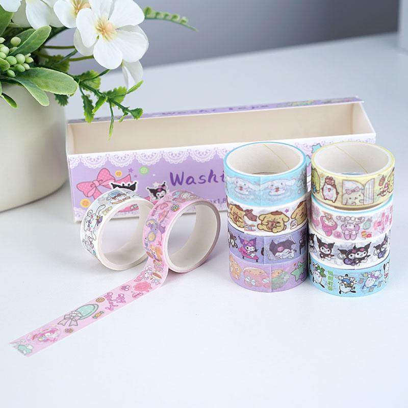 Sanrio Cartoon Cute Animal Pattern Tape, 10 Rolls box Cute Decorative Tape, DIY Decorative Sticker for Scrapbooking, Journaling, Gift Wrapping, Party Favors