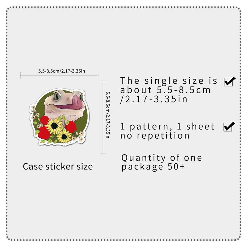 50pcs Cartoon Lizard Pattern Decorative Sticker, Creative Waterproof Sticker For DIY Scrapbook Laptop Luggage Decoration