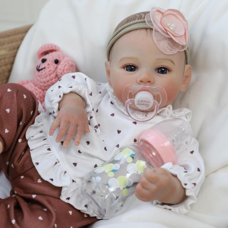 Wooroy Reborn Baby Doll - Birthday Gift, Christmas Gift, Girl Gift, Big Sister Gift - 18 Inch Realistic Newborn Baby Dolls Girl, Real Life Baby Dolls with Soft Weighted Body, Real Baby Reborn Gift Set for Kids Age 3+