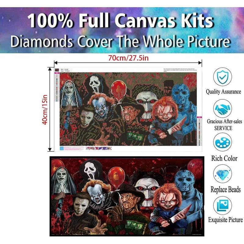 Halloween Diamond Painting Kits for Adults,5D Full Round Diamond Halloween Clown Diamond Art Kit, Large Dots Diamond Painting for Beginners, DIY Beads for Home Wall Decor, 27.5