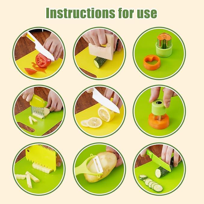 13 17 28counts Safe Children's Kitchen Tool Set,- Children's Toys For Real Cooking, Montessori Kitchen Cooking Set With Cutting Board Crease Kitchenware, Birthday Christmas Gifts For Boys And Girls