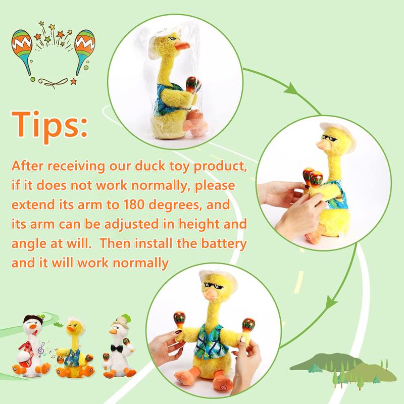 Dancing Talking Duck Toys - Electronic Rattle Toys for Kids - Repeat and Mimicking - Christmas Gifts