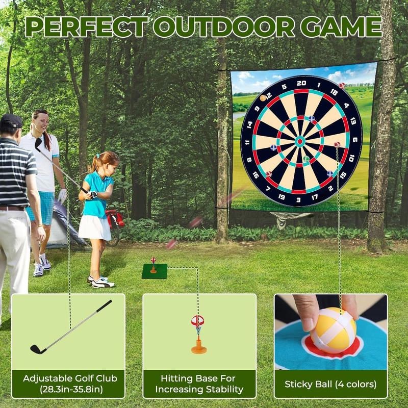 Golf Chipping Game Mat Set,Dart Practice Hitting Mats Golf Game for Adults Indoor Outdoor,Backyard Play Equipment Stick Chip Game Golf Set with Sticky Balls and Darts