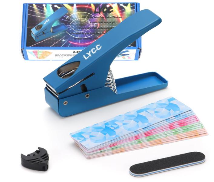 DIY Guitar Pick Punch luxury gift package the,Premium Guitar Pick Maker,16paddle clip Strips and a file for smoothing - blue