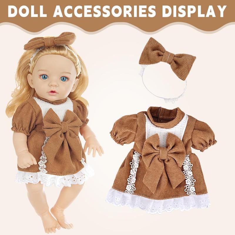 12 Inch Bowknot Decor Doll Accessories Set, 3 Counts set Cute Doll with Outfit, Doll Clothes Set, Doll Accessories, Stocking Fillers Gift