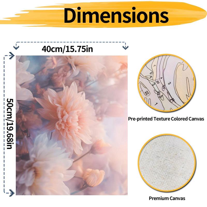 Floral Pattern Digital Oil Painting Kit without Frame, 1 Set DIY Oil Painting By Numbers Kit , Wall Art Decor for Home Living Room Bedroom, Home Decor