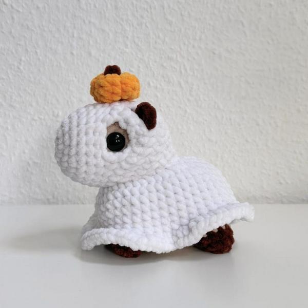 Capy-Ghost Crochet| Capybara with ghost outfit and pumpkin | Halloween amigurumi Crochet