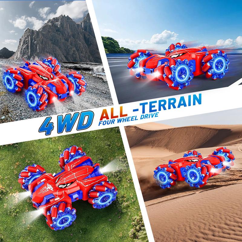 Double-sided Remote Control Car, 1 Box 360° Rotating 4wd Remote Control Drift Car, Cool Light Strip & Headlight, Birthday Gift for Boys & Girls