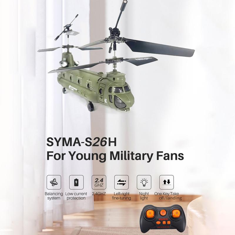 SYMA Remote Control Helicopter, 2.4G 3CH Dual Propellers Fixed Height Simulation Remote Control Military Transport Helicopter